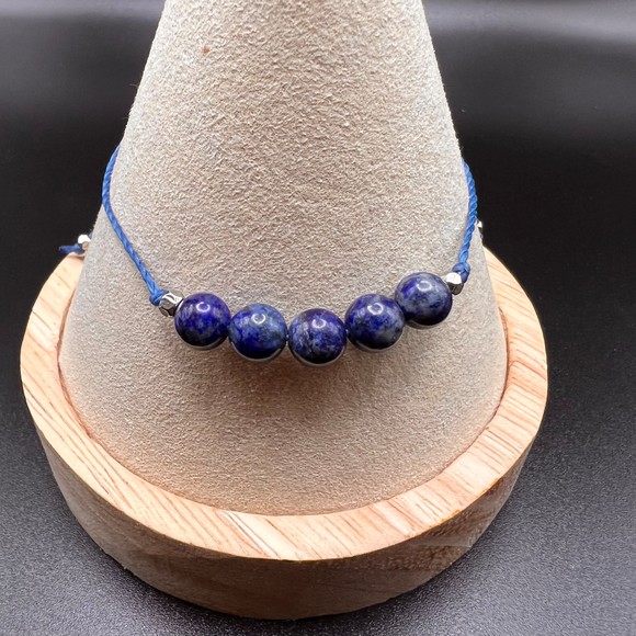 KC Gems Co. Natural Lapis Lazuli Slide Bracelet - September Birthstone - Picture 2 of 5